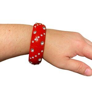 Red‎ Bangle with Rhinestones women OS